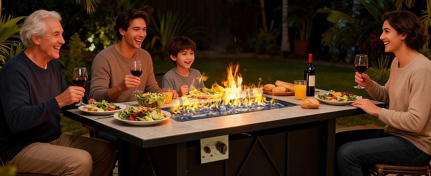 JHK 43 Inch Outdoor Propane Fire Pit Table 50,000 BTU CSA Certified Patio