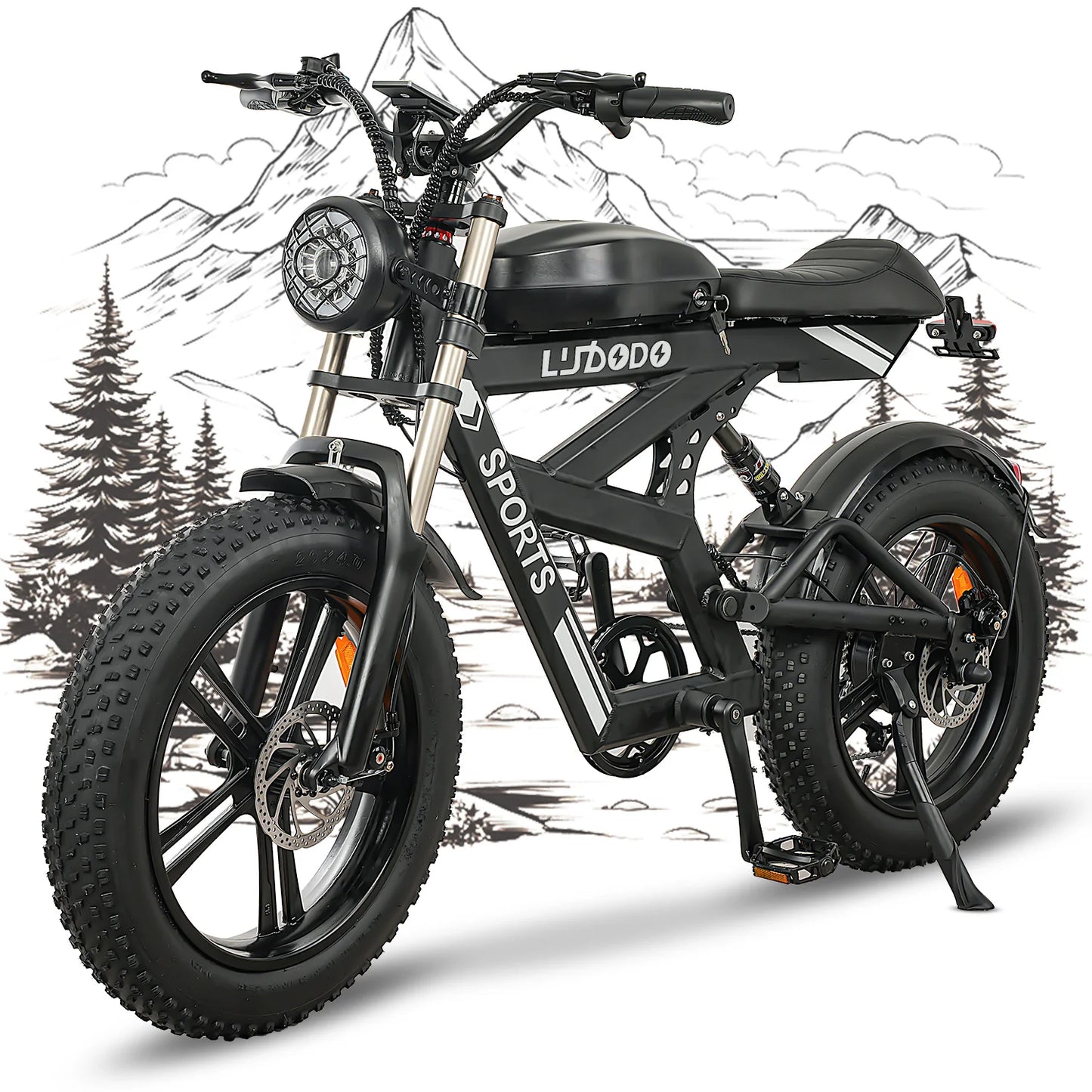 AK2 Electric Bicycle Motorcycle 750W Motor 75 Miles Snow Electric Bike 48V 840Wh Battery Shimano 7 Speed 20 Inch Fat Tire E Bike
