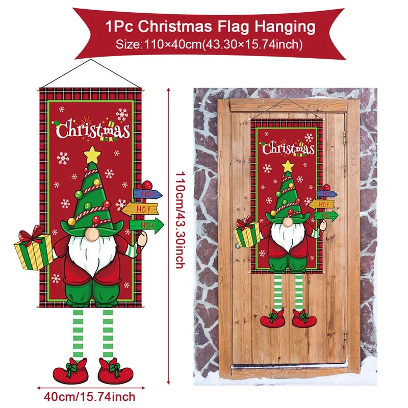 2025 Christmas Hanging Flag Banner For Door Decorations