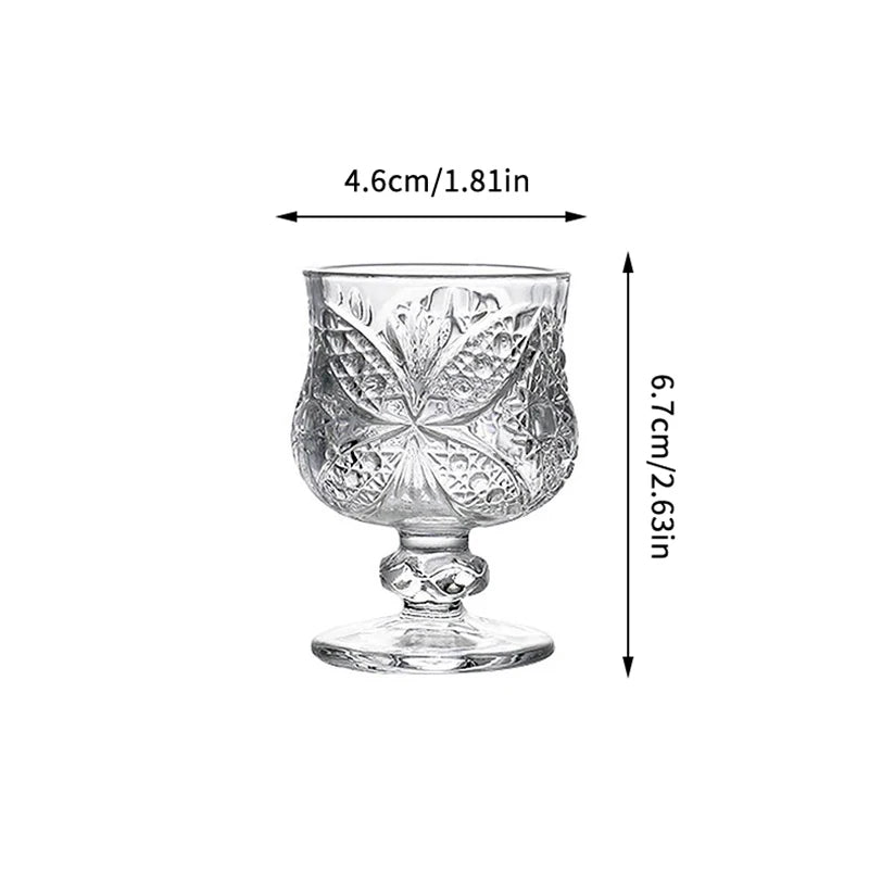 Six Pcs Set 45ml Retro Engraved Mini Glass Cups Sake Soju