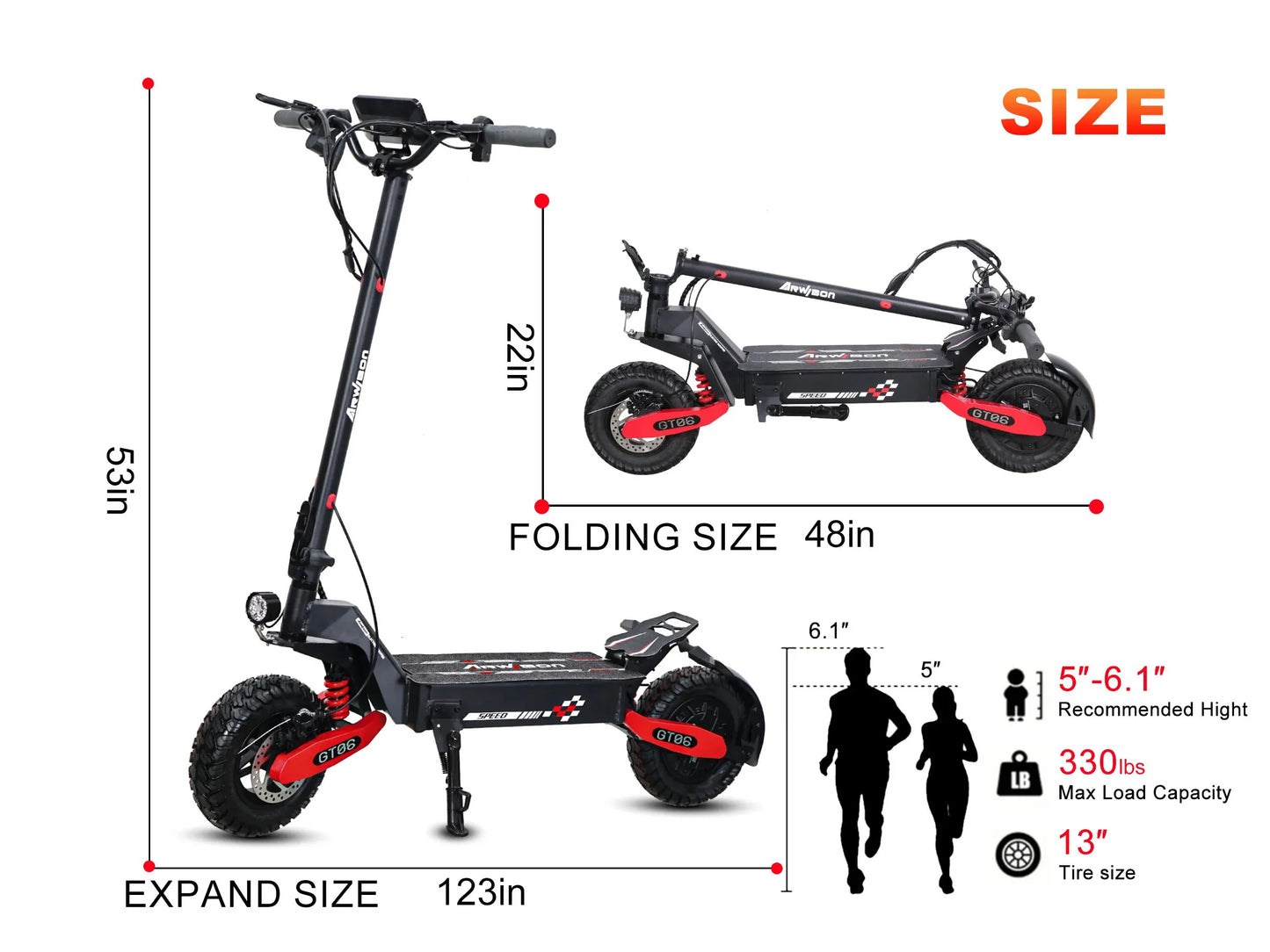 Arwibon GT06 1200W Foldable Escooter For Adults 25MPH