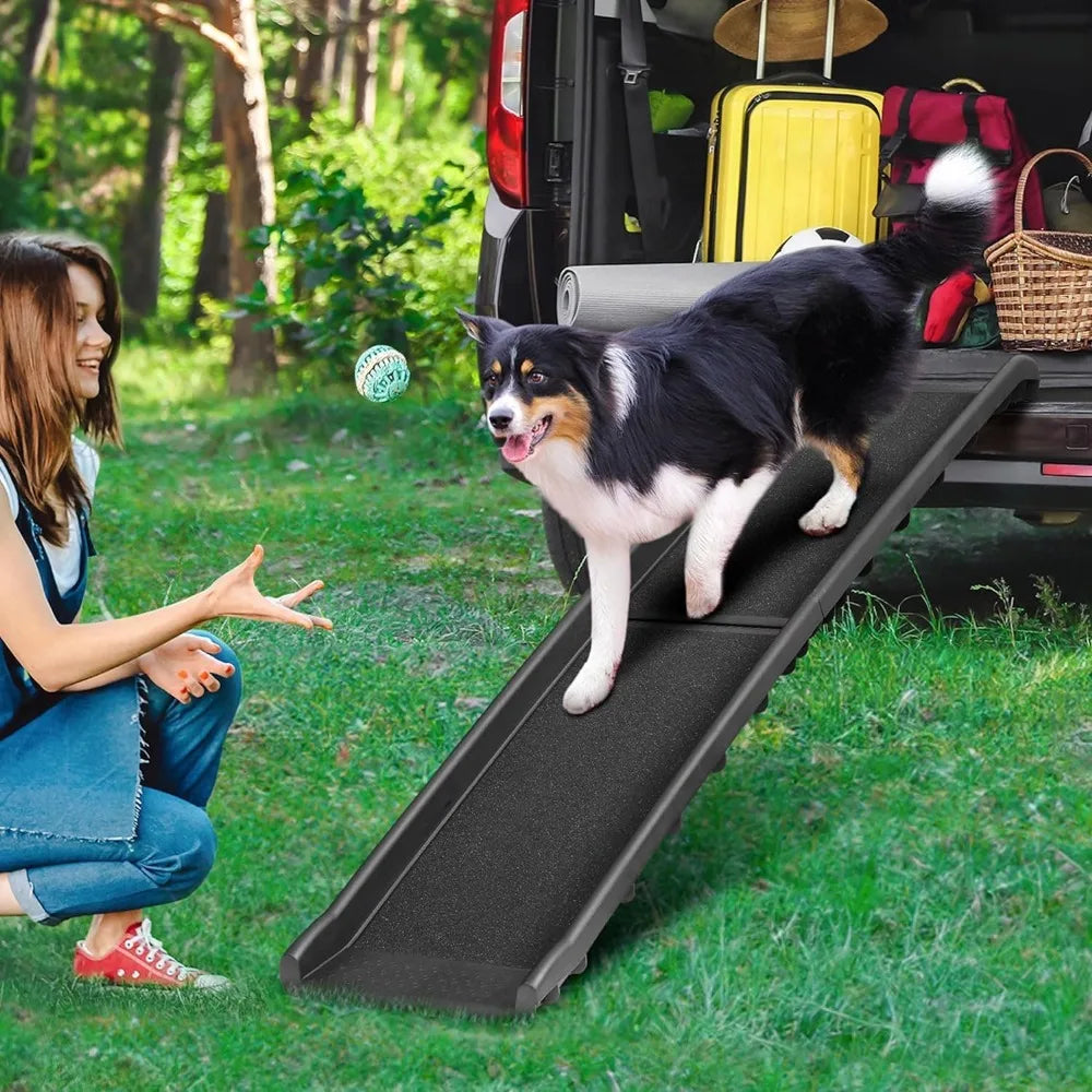 Foldable Dog Ramp For Cars SUVs 62 Inch Non Slip With Raised Side Rails