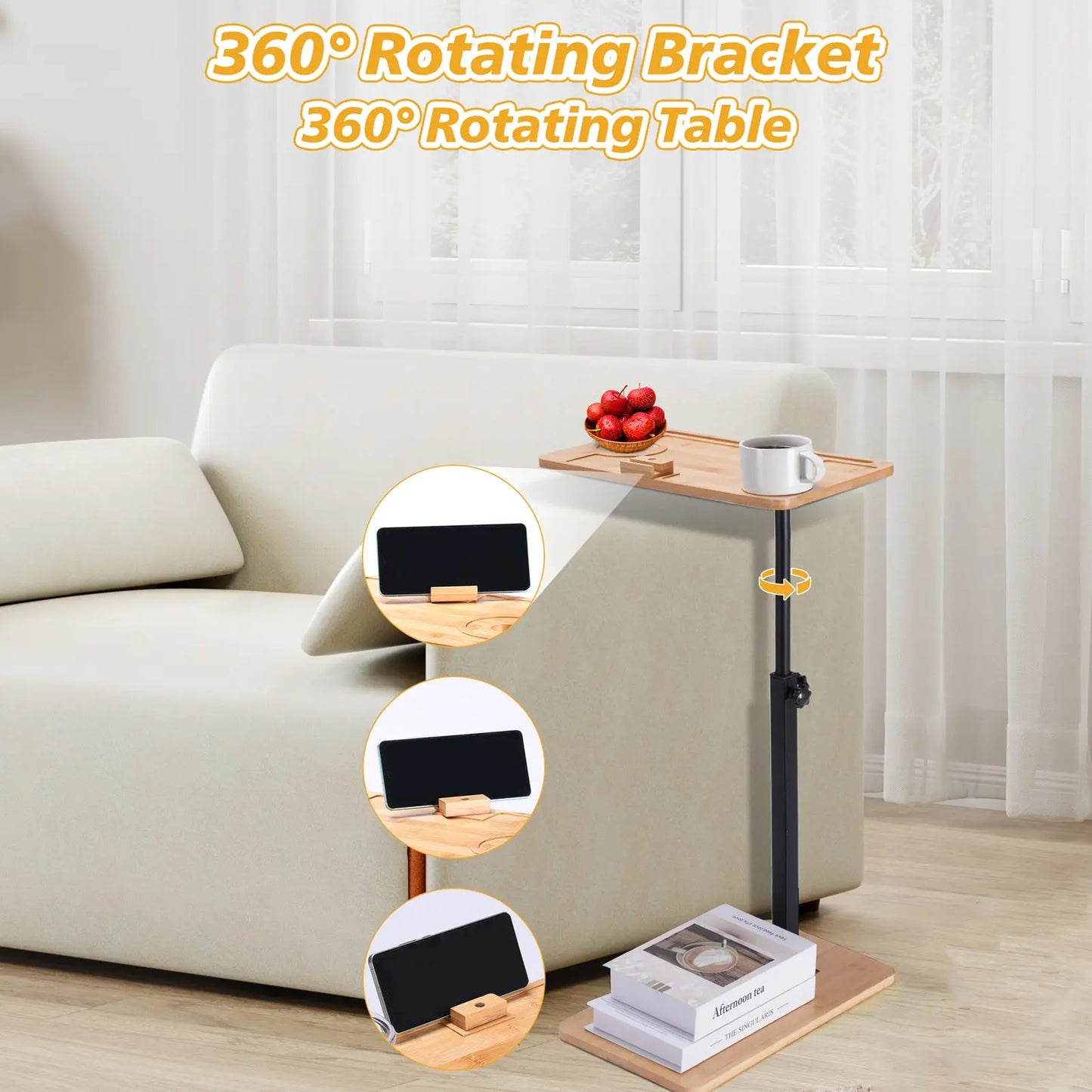 Vantic C Shaped End Table Side Table With Metal Frame