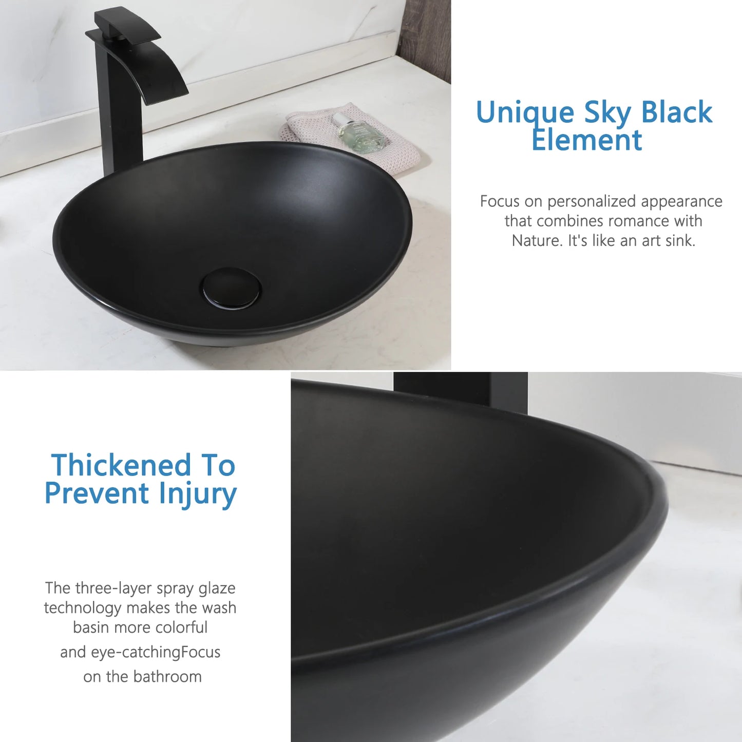 KEMAIDI Modern Vessel Sink Basin Above Counter With Faucet