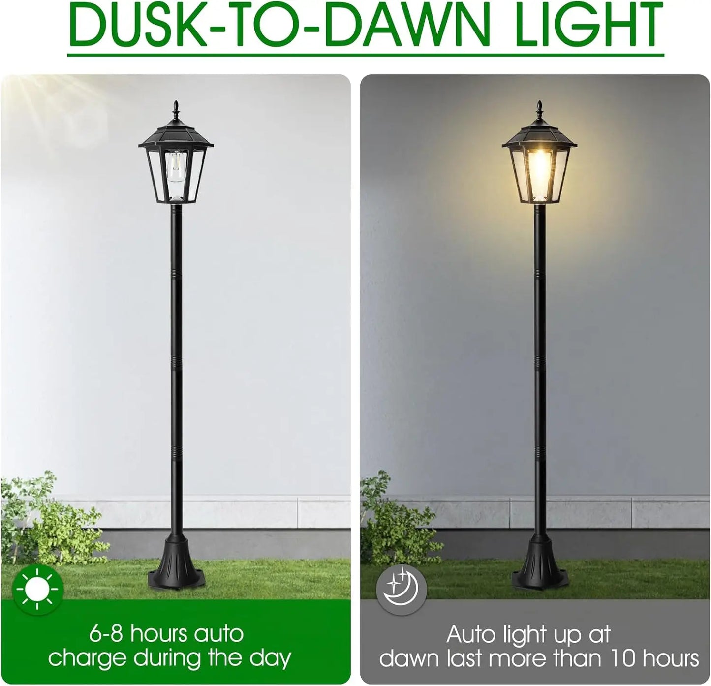 66 Inch Solar Lamp Post Lights 2 Pack Outdoor Waterproof Poles Yard Driveway