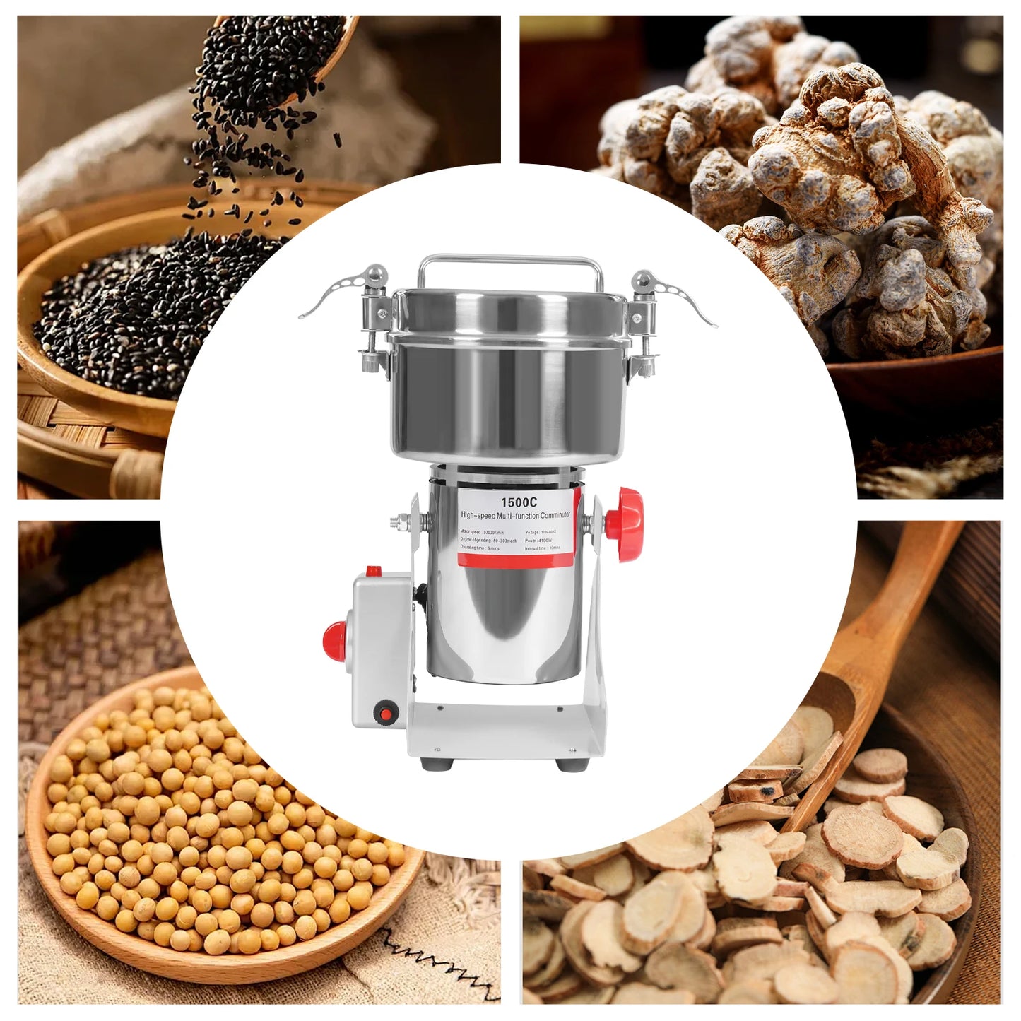 4100W Kitchen Tabletop Grain Mill Grinder 1000G Capacity