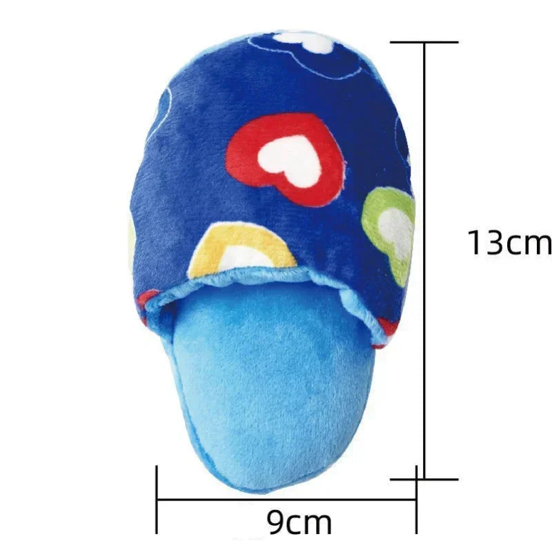 Interactive Plush Flip Flop Chew Toy Squeaker Small Dogs