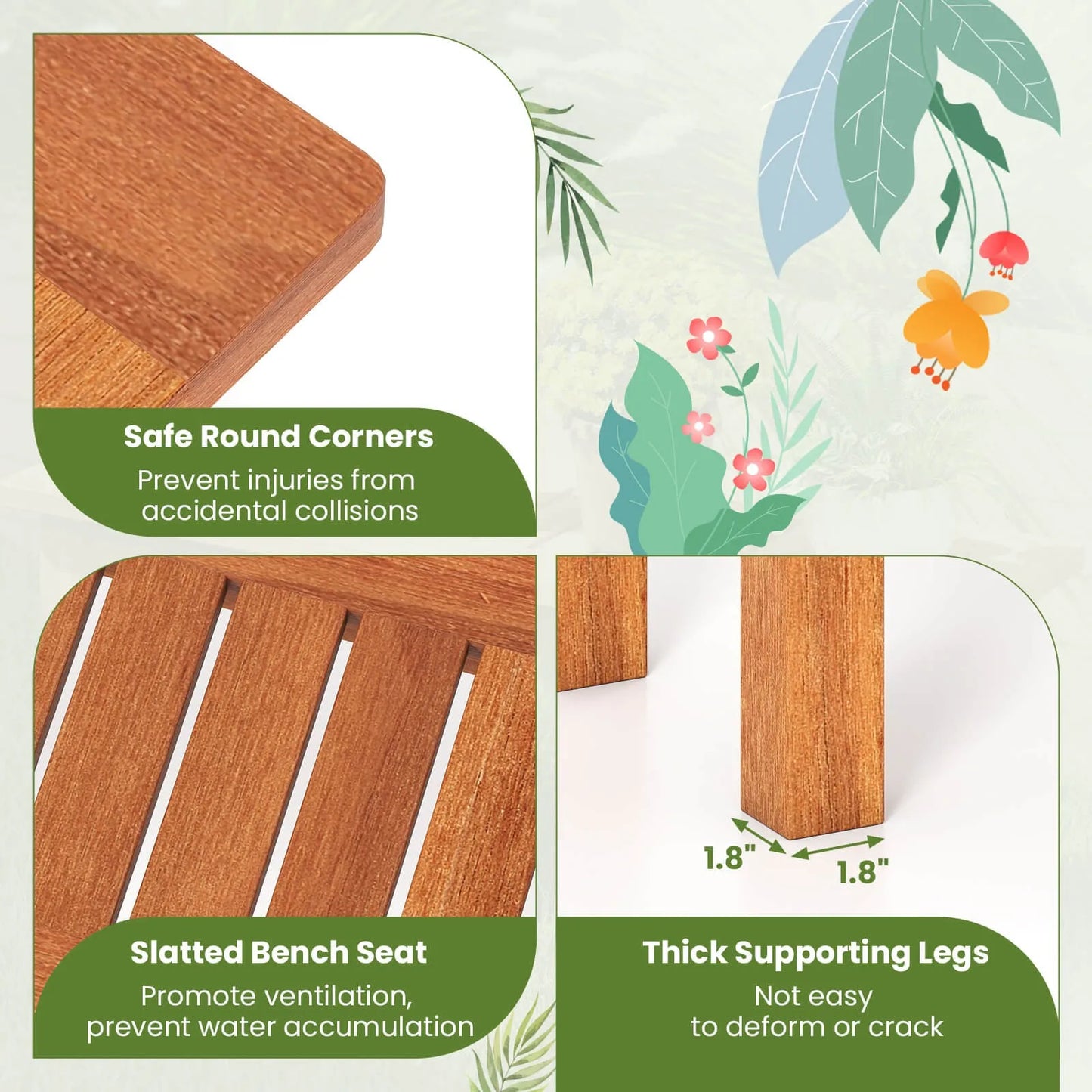 Two Person Outdoor Backless Bench With Slatted Seat Rustic Wooden Entryway Bench