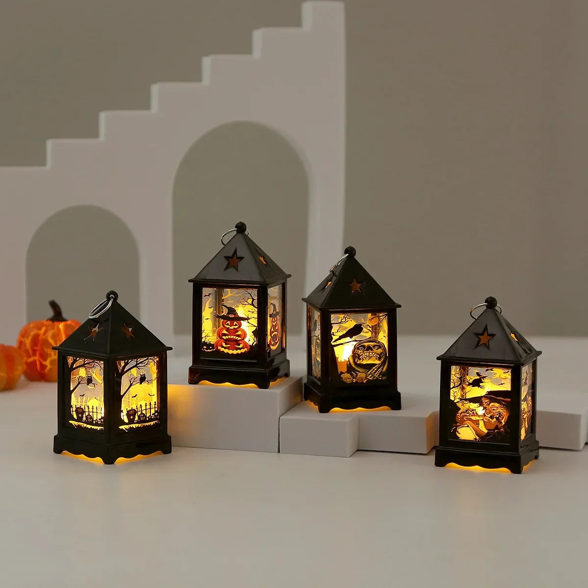 Halloween Storm Lantern LED Pumpkin Lamp Night Light