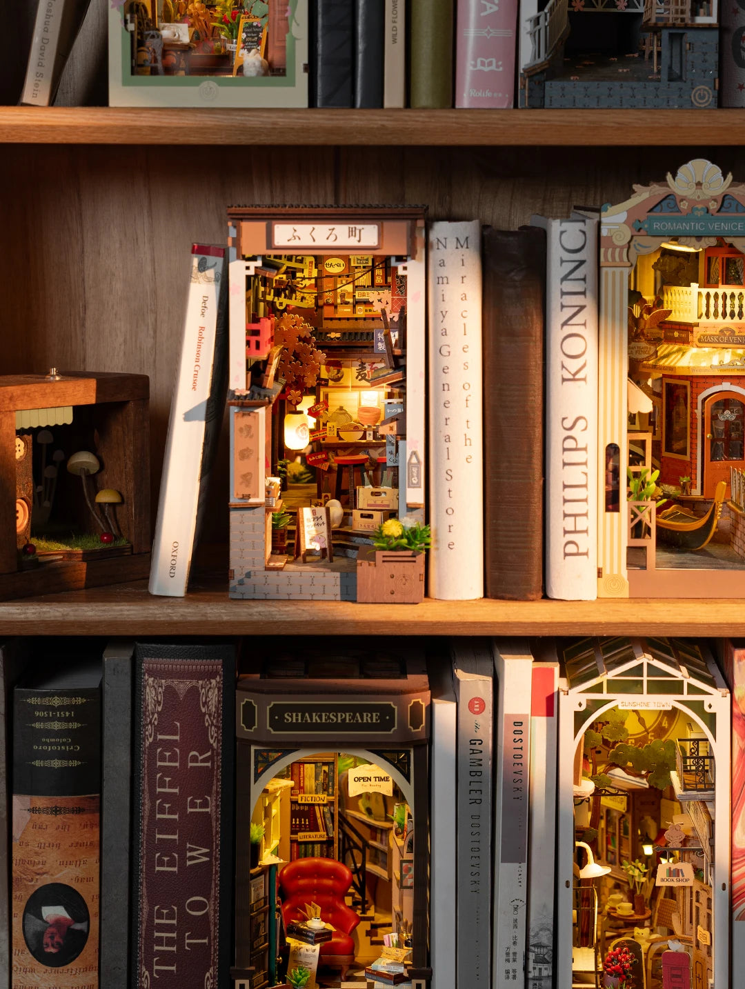 Robotime Rolife Sakura Wine Alley Japanese Style Book Nook Kit 3D Wooden Puzzle