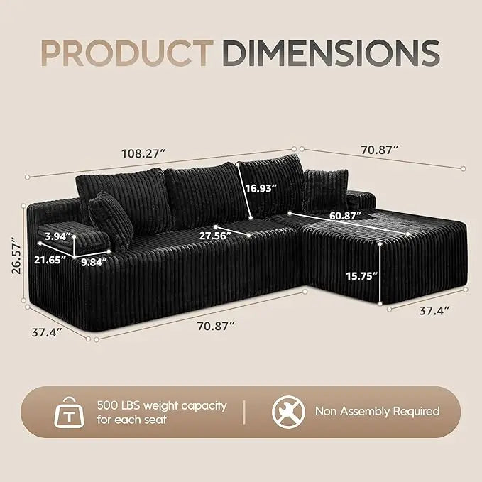 Modular Sectional Sofa L Shaped Memory Foam Living Room