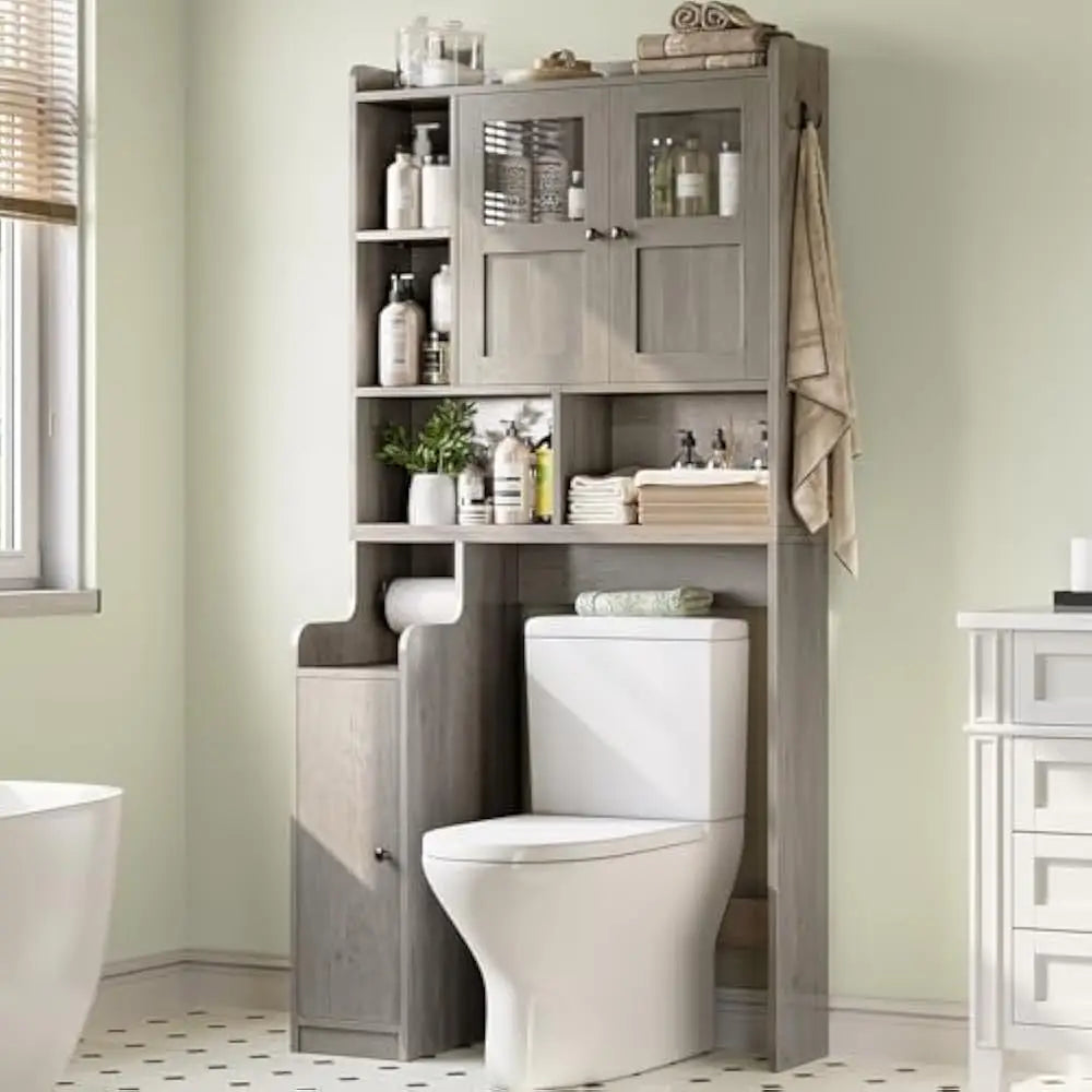 Bathroom Cabinet Over Toilet Glass Doors And Paper Holder