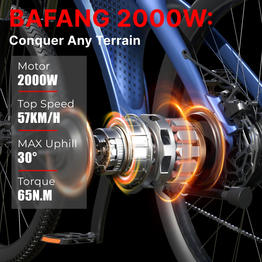 HX Q5 2000W Electric Mountain E Bike 48V 20Ah Off Road