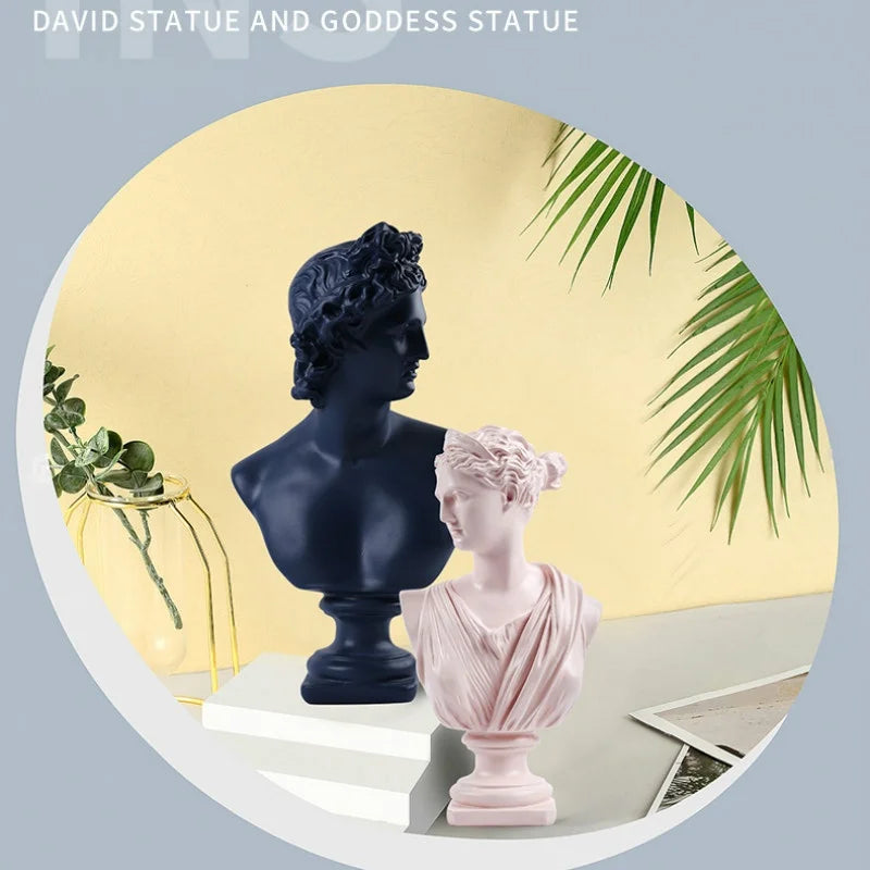 Ancient Greece Resin David Venus Head Statue Decoration for Home Living Room Office Desktop Sculpture