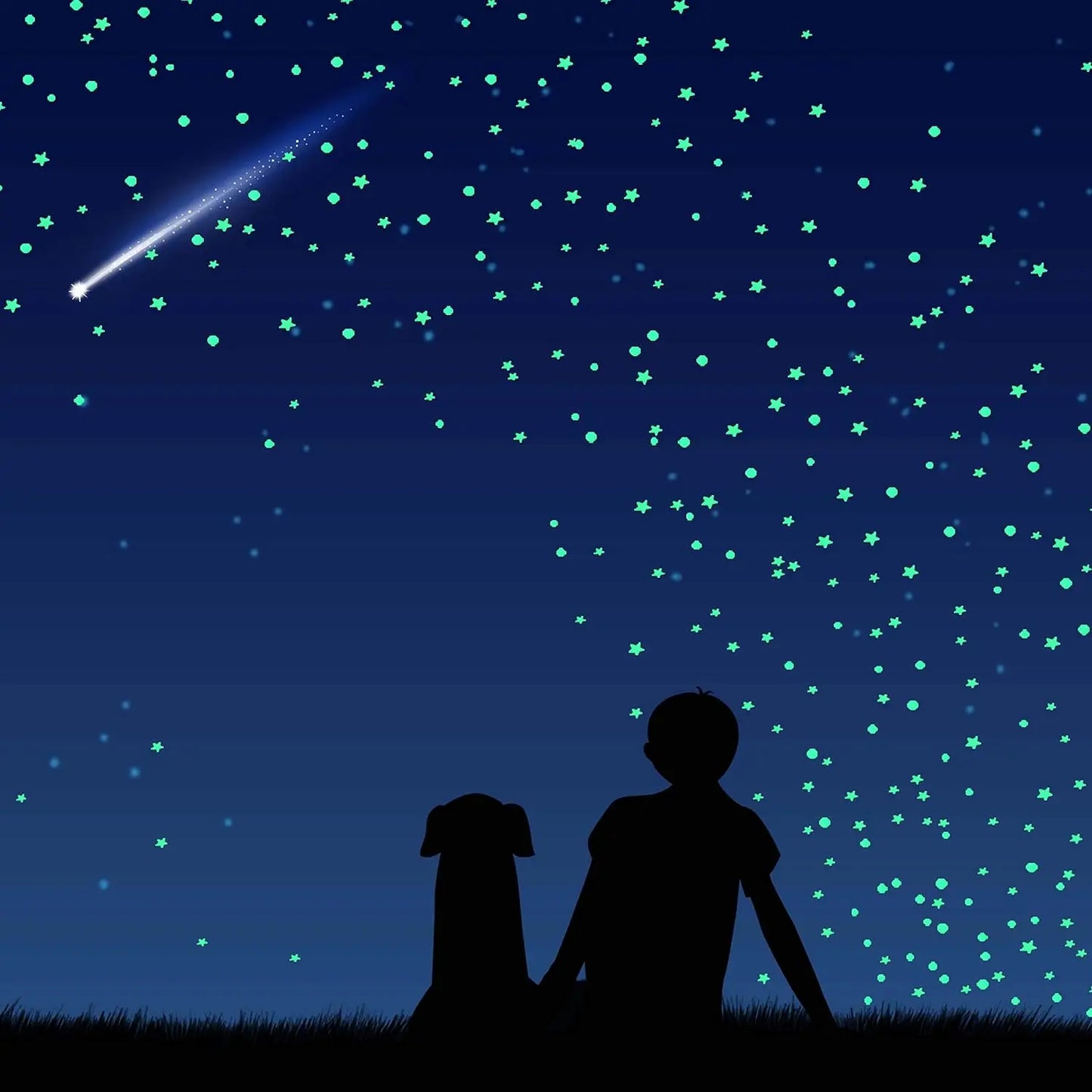 808 Pack Glow in The Dark Stars for Ceiling Glowing Wall Decals Decor Stickers Green and Sky Blue