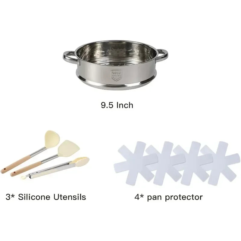Home Tool 16 Pieces Pots and Pans Set Non Stick Cookware Set White Free Delivery