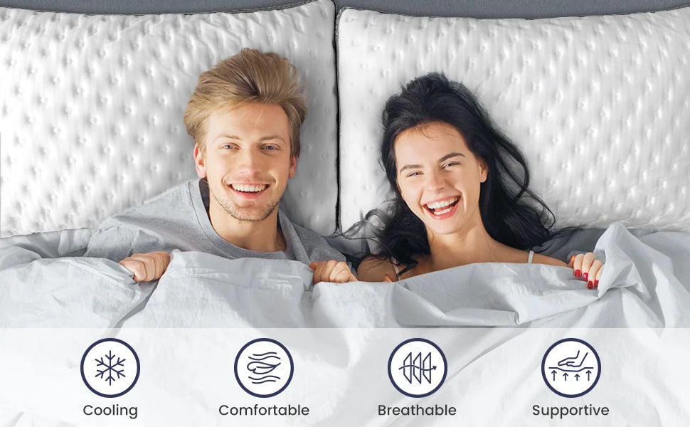 BedStory Cooling Pillows Queen Size Set of 2 Gel Memory Foam Pillows Medium Firm Pillows for Sleeping CertiPUR-US Certified
