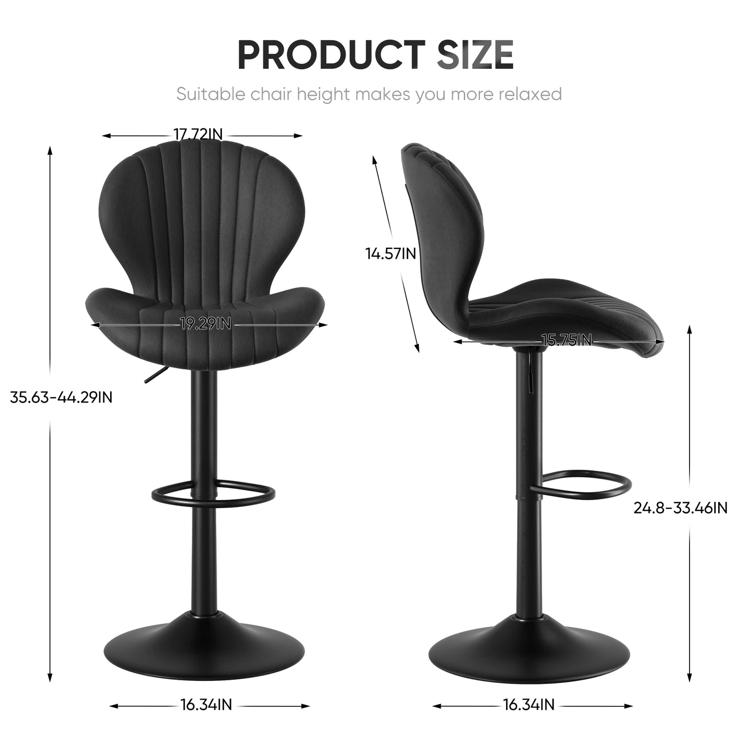 Modern Dining Chair Set 2 Pieces Bar Stools With Backrest