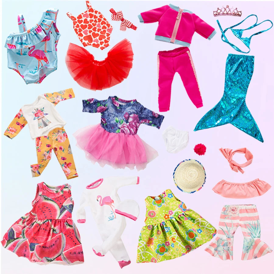 Doll Clothes Mermaid Tail Set Dress Shoes for 18 Inch Dolls