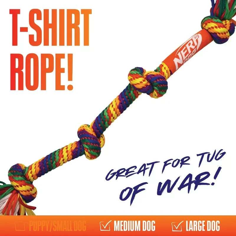24 Inch T Shirt Rope Dog Toy Four Knots Tug of War Bright