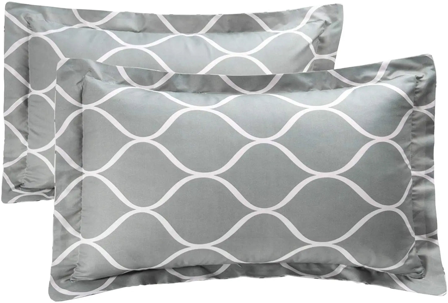 2 Pieces Gray Geometric Polyester Twin Bedding Comforter Set