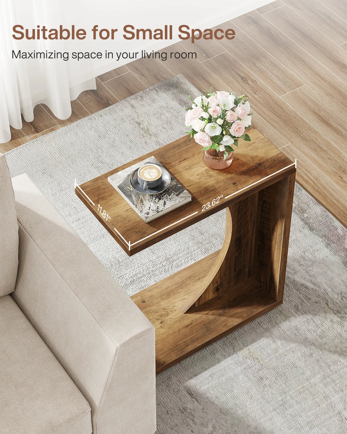 Tribesigns C Shaped End Table For Sofa Living Room Bedroom