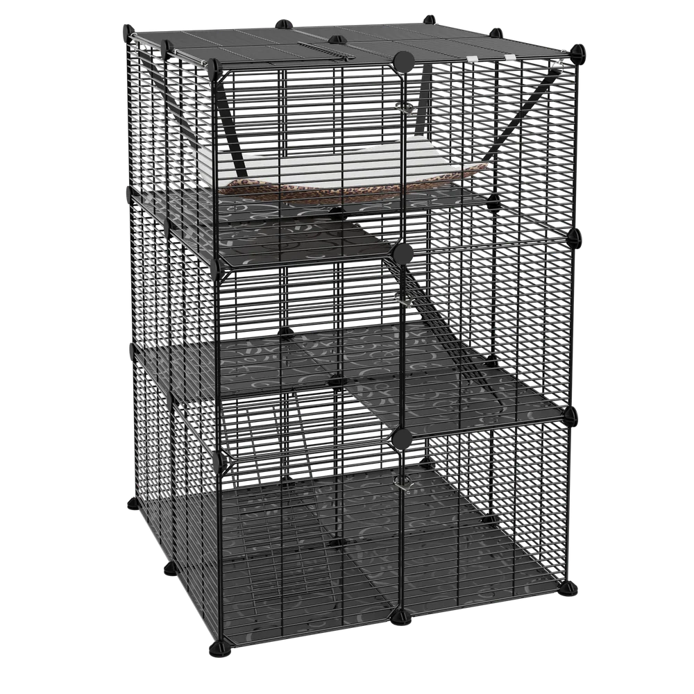 3 Tier Metal Wire Cat Cage With Hammock For 1 To 2 Cats