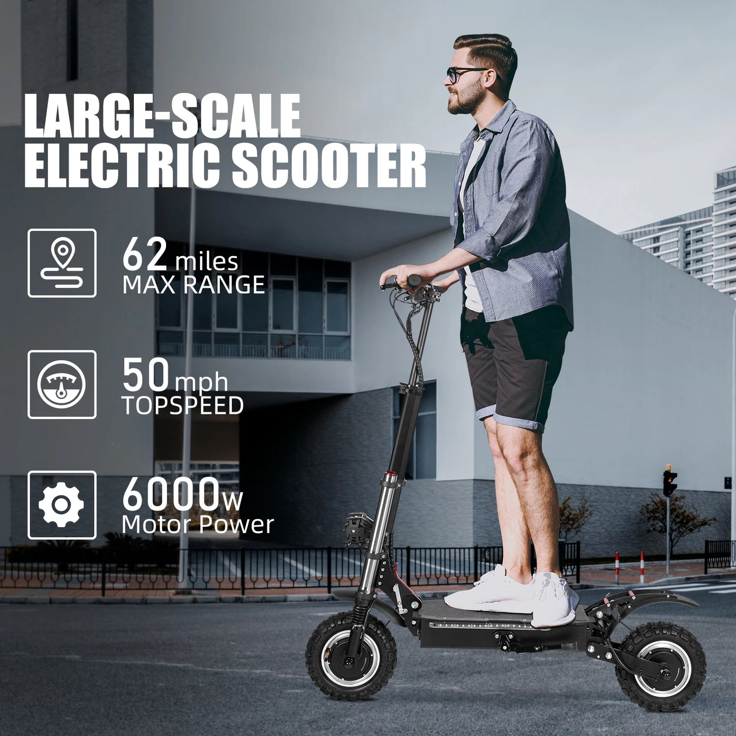 6000W High Power Electric Scooter Offroad Foldable 60V 38Ah