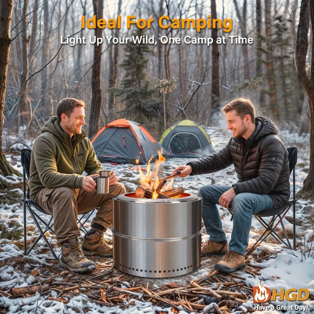 20 Inch Smokeless Fire Pit Outdoor Portable Camping Stove
