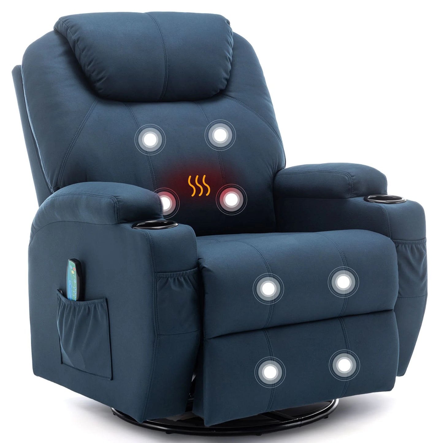 Recliner Chair With Massage And Heat 360 Degree Swivel Cup Holder Remote