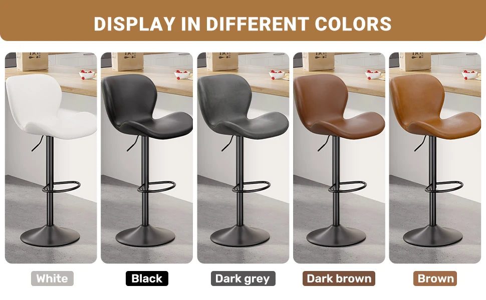 2 Pcs Swivel Bar Stools PU Leather Upholstered With Back