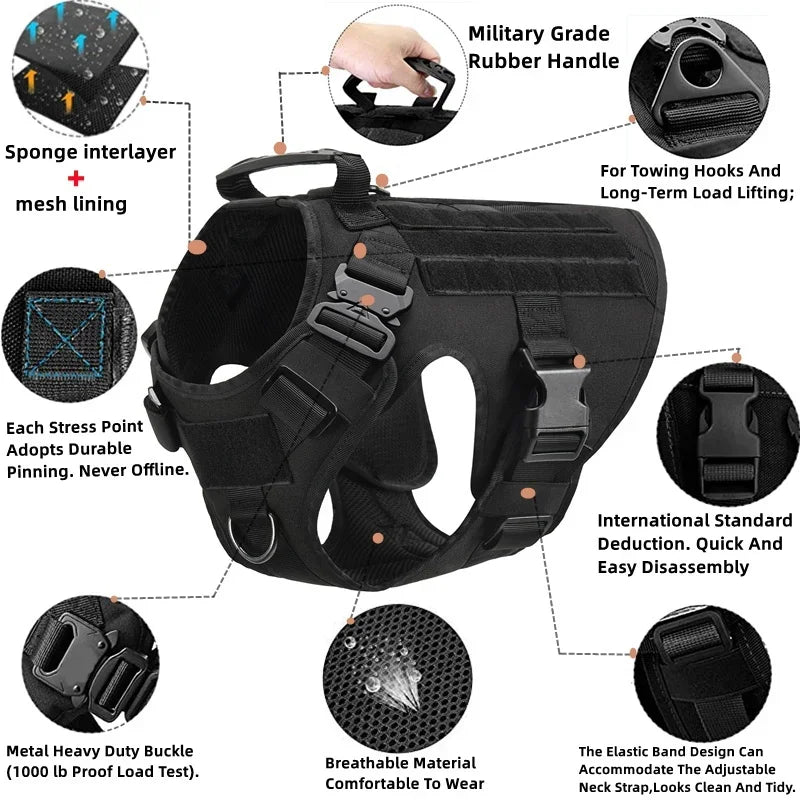Tactical Military Vest German Shepherd Harness And Leash