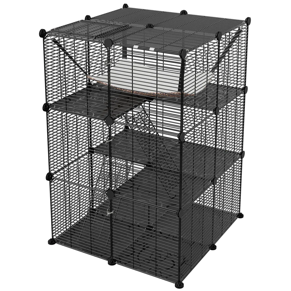 3 Tier Metal Wire Cat Cage With Hammock For 1 To 2 Cats