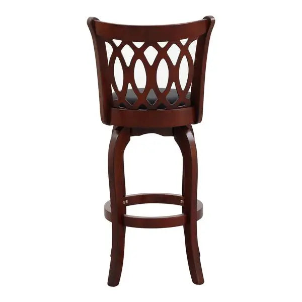 Comfortable Swivel Pub Height Chair Dark Cherry Faux Leather