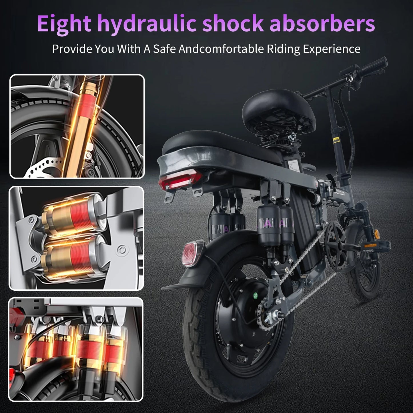 Electric Bikes for Adults Fast Folding Ebike 25MPH 600W Peak Motor with Shock Absorbers 24 to 32 Miles Commuter Bicycle