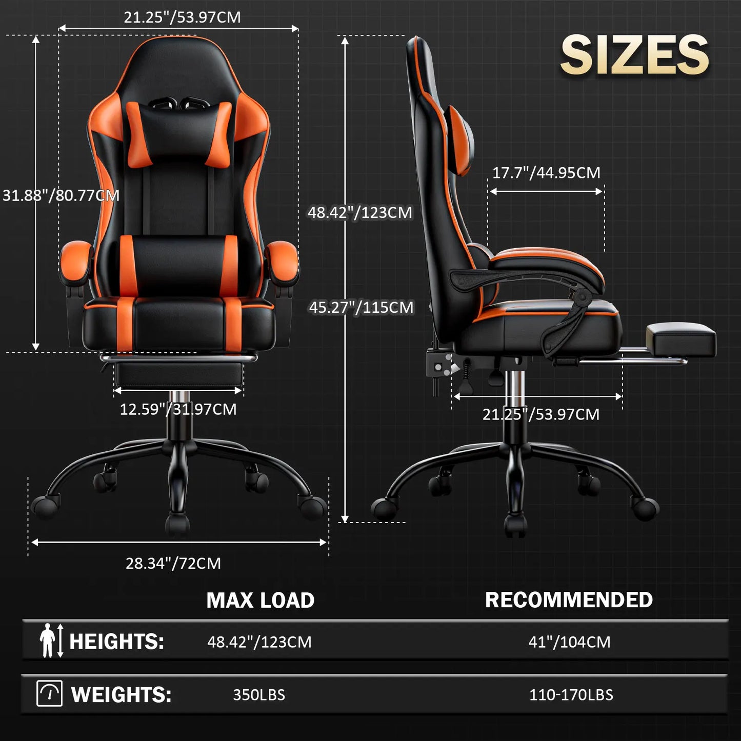 Gaming Chair With Footrest PU Leather Reclining Chair