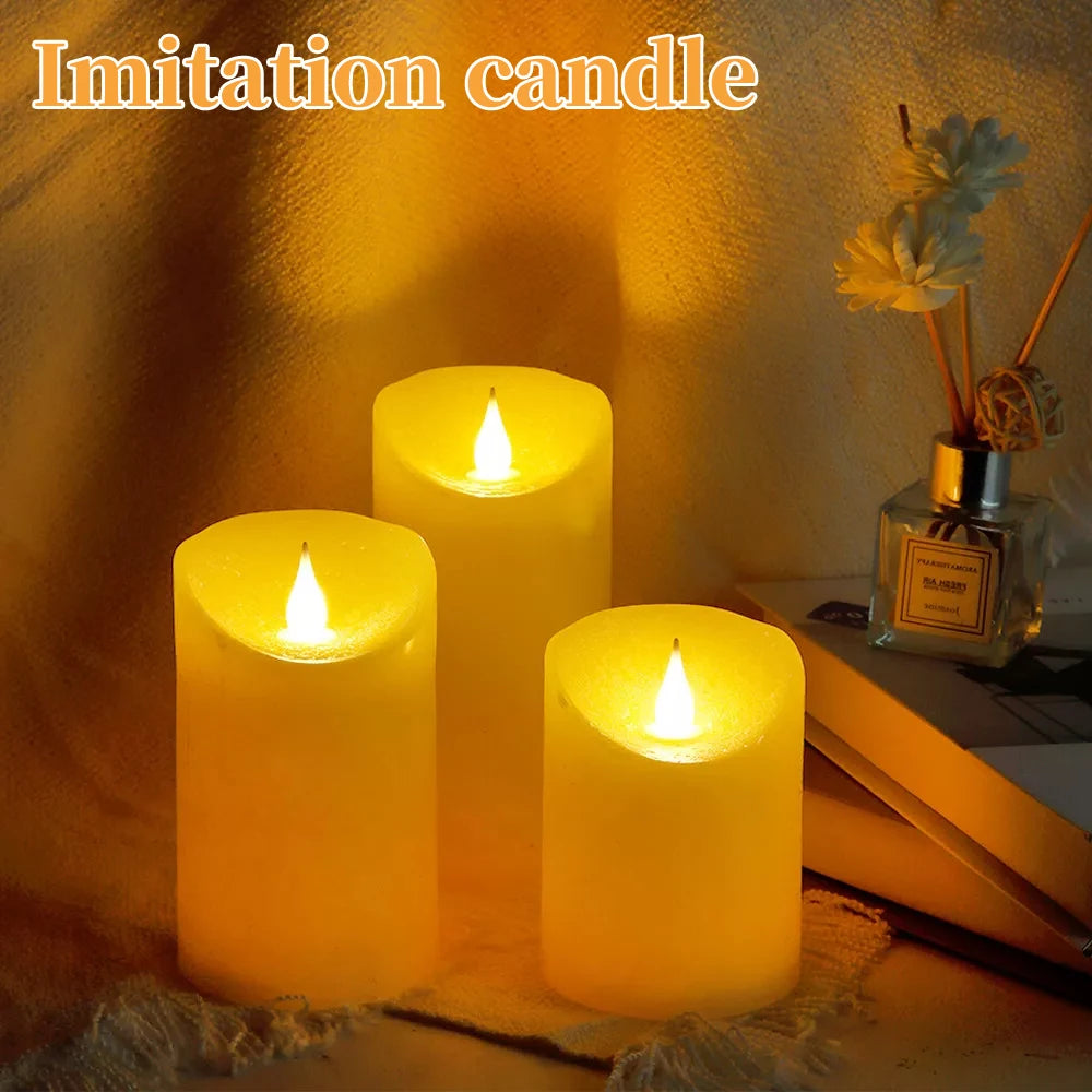 USB Rechargeable Flickering Paraffin Pillar Candle With Remote