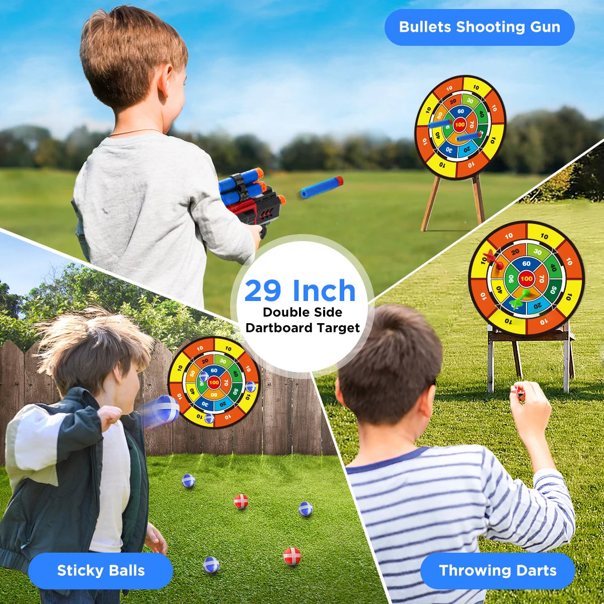 VATOS 2X Bow Arrow Guns Toy for Kids LED Light Up Archery with Suction Cup Stand Target Dart Board Indoor Outdoor Game Toys