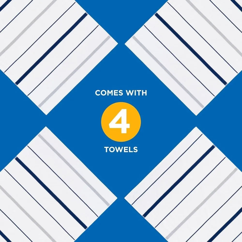 Terry Striped Beach Pool Towels Navy Set 24 30x60 400 GSM
