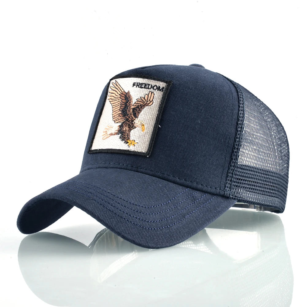 Unisex Embroidered Goat Patch Trucker Cap Four Seasons Snapback Baseball Hat