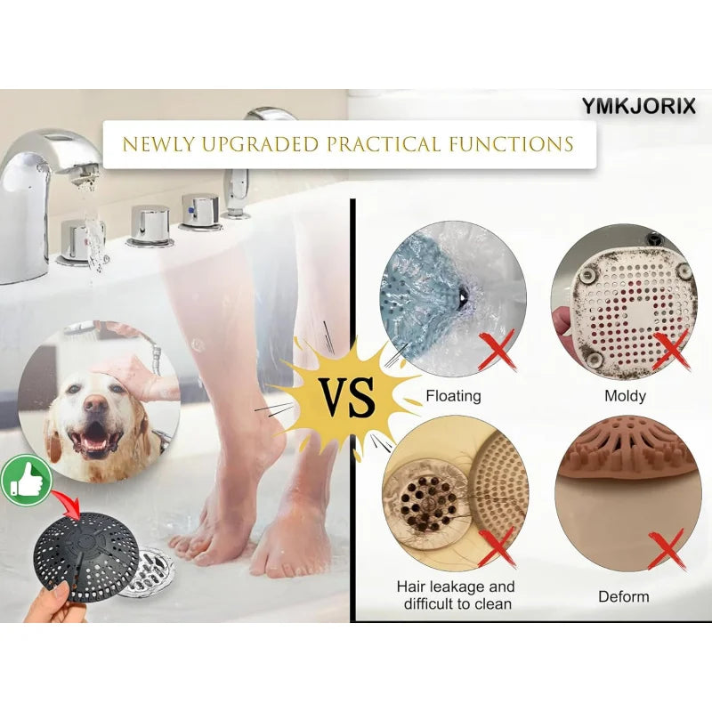 2 Pack Silicone Shower Drain Catcher And Cover For Bathroom