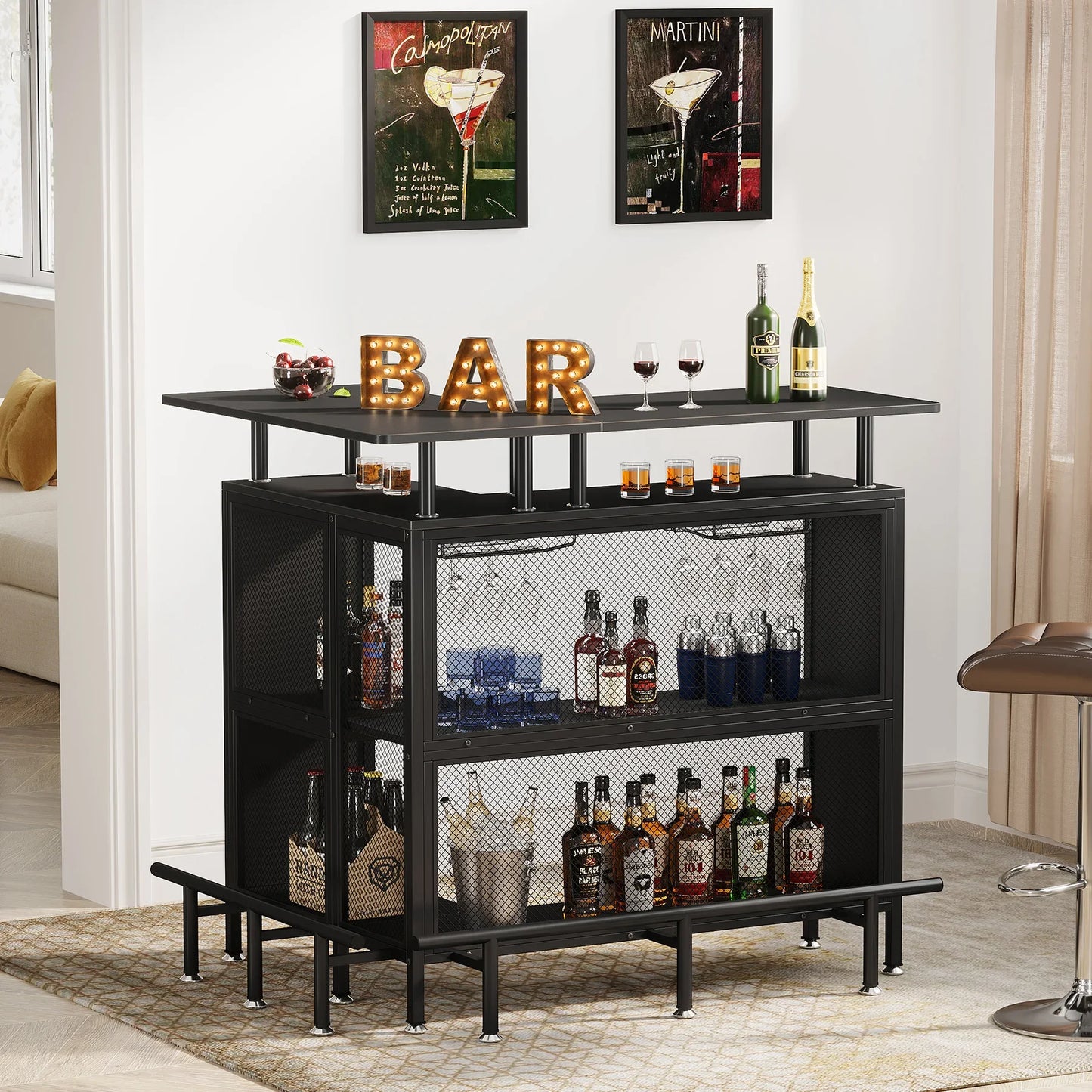 Tribesigns Modern Home Bar Unit Mini Liquor Table Cabinet