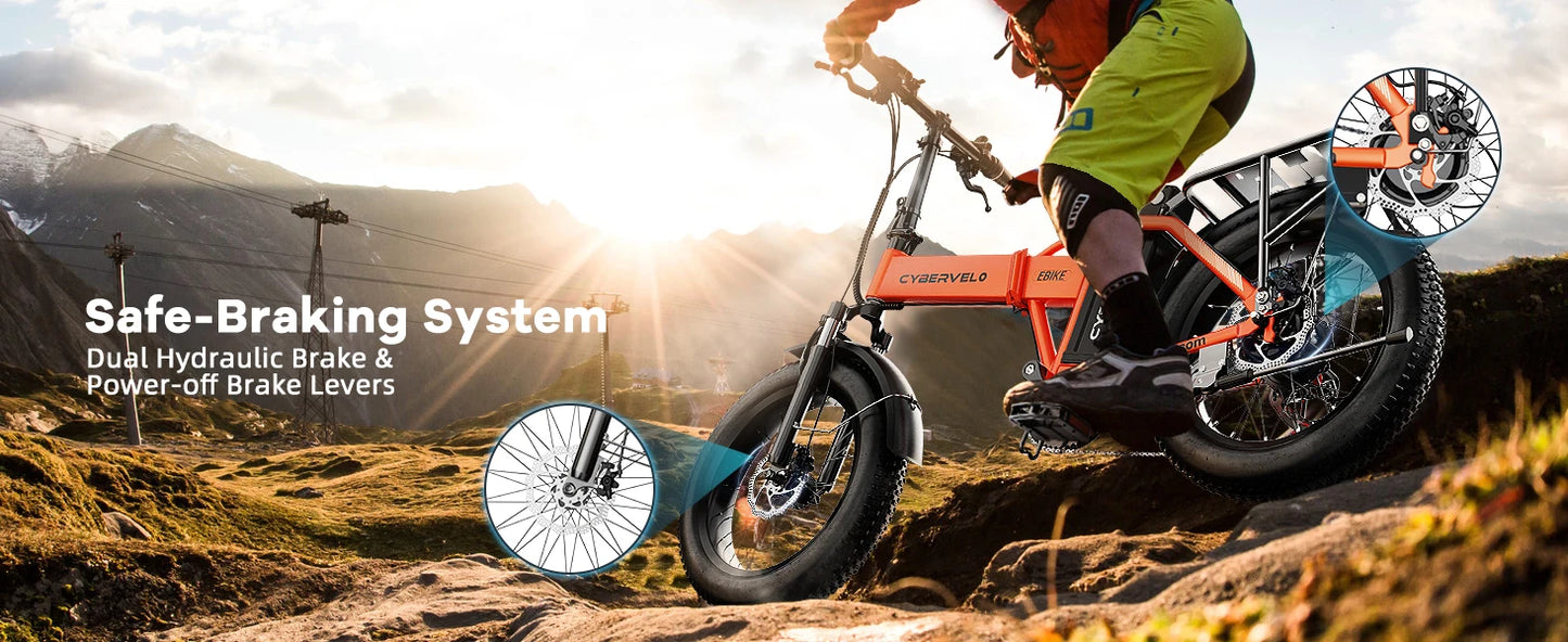 1000W Folding Electric Bike With Removable 48V 20Ah Battery