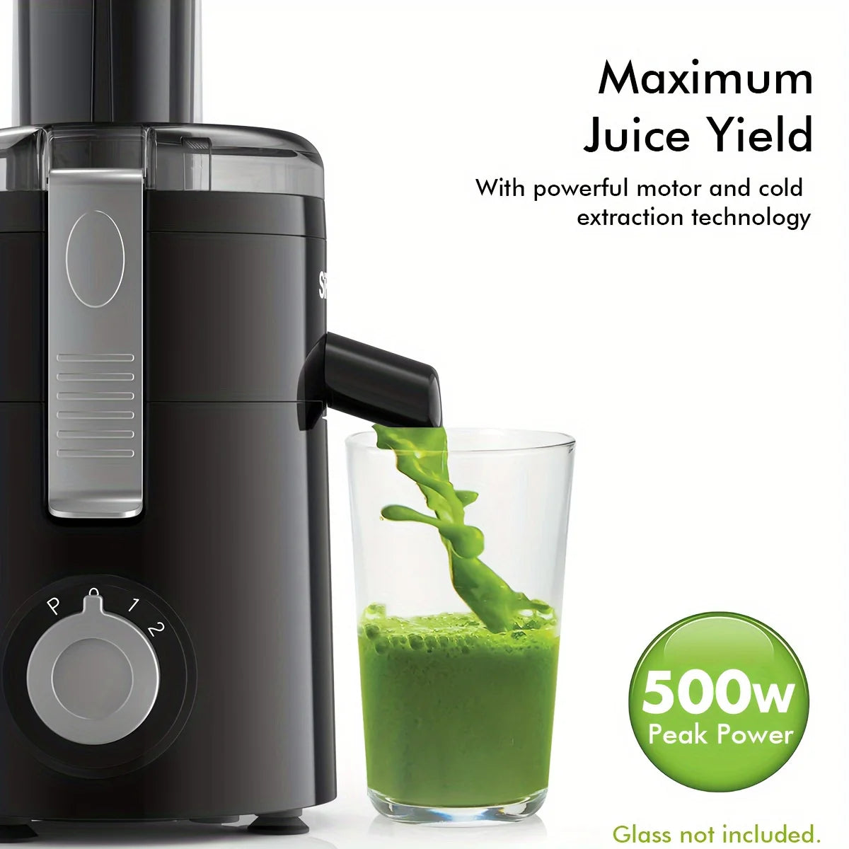 SiFENE Compact Centrifugal Juicer with Three Speed Settings Fast Juicer Machine for Fruit and Veggie Easy to Clean BPA Free Black