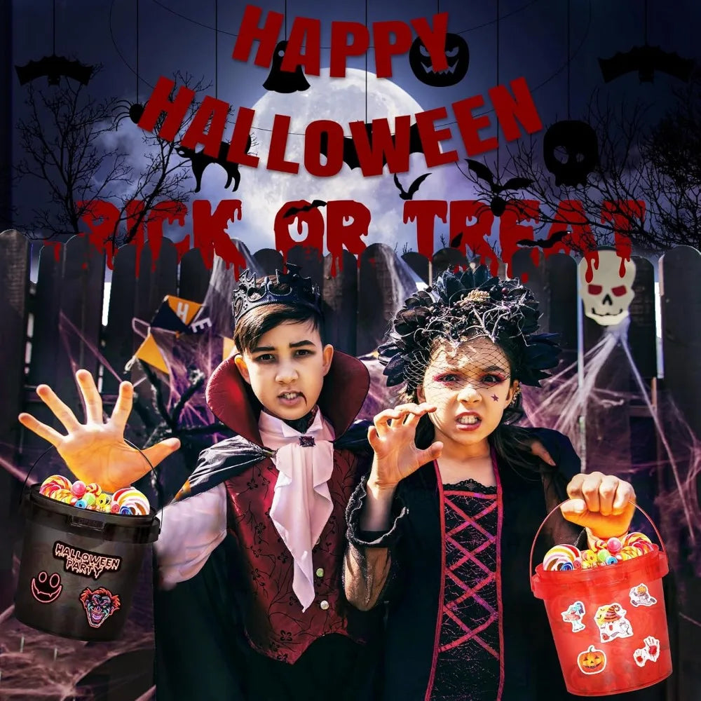 Halloween Candy Buckets 32oz Trick Or Treat Baskets Lid