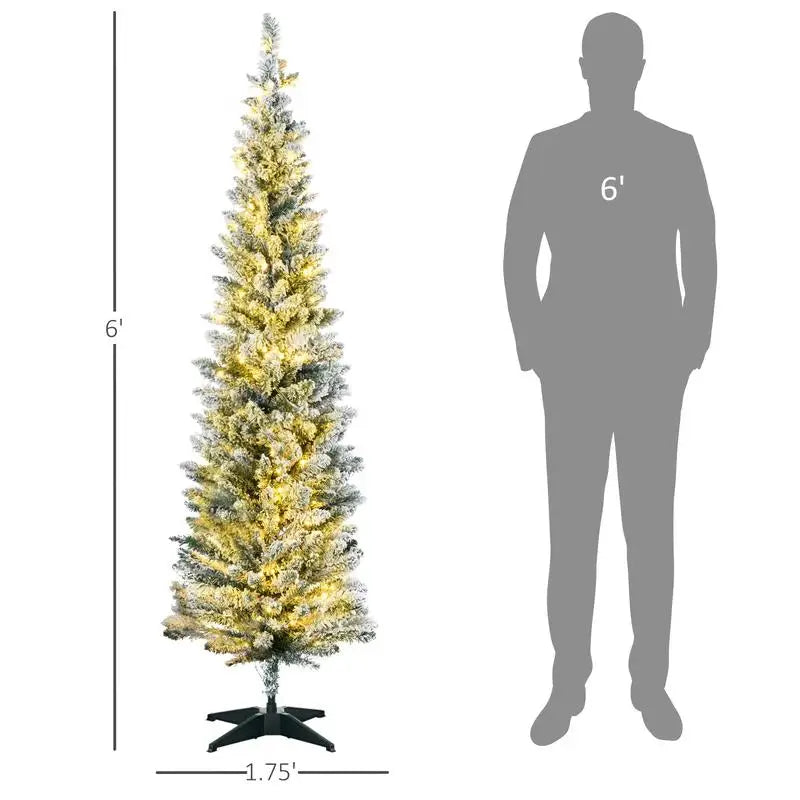 HOMCOM 6 Ft Tall Pre Lit Slim Noble Fir Christmas Tree LED