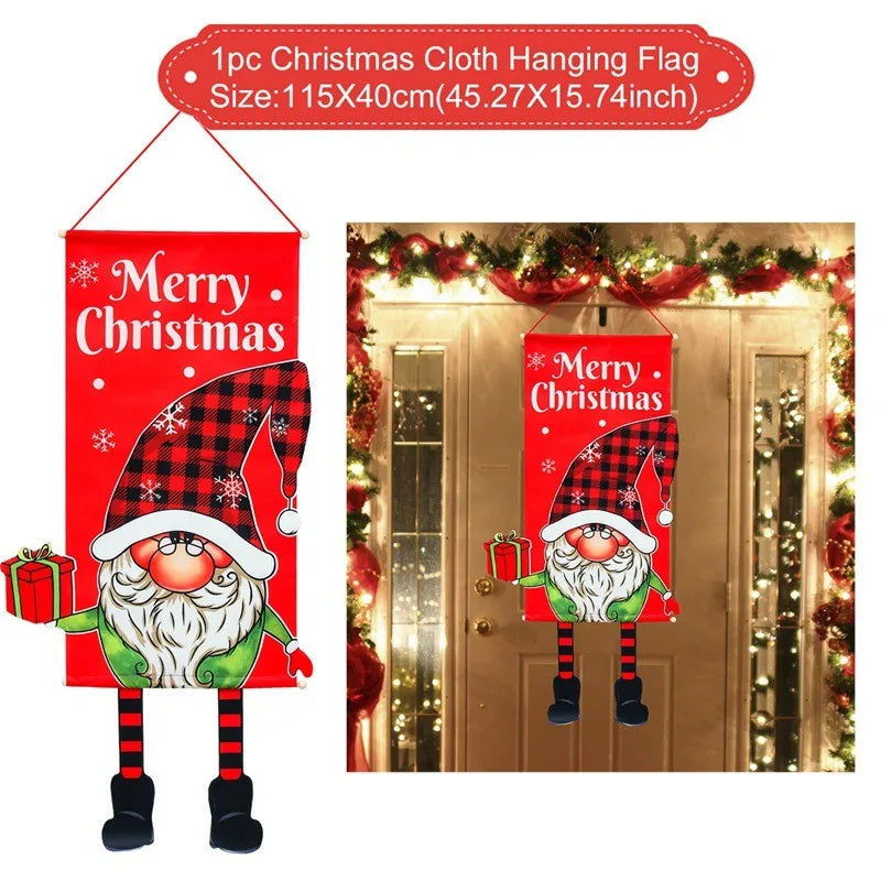 2025 Christmas Hanging Flag Banner For Door Decorations
