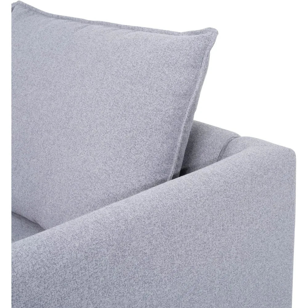 Grey Linen Modular Loveseat Sofa Bed With Extendable Wood Frame