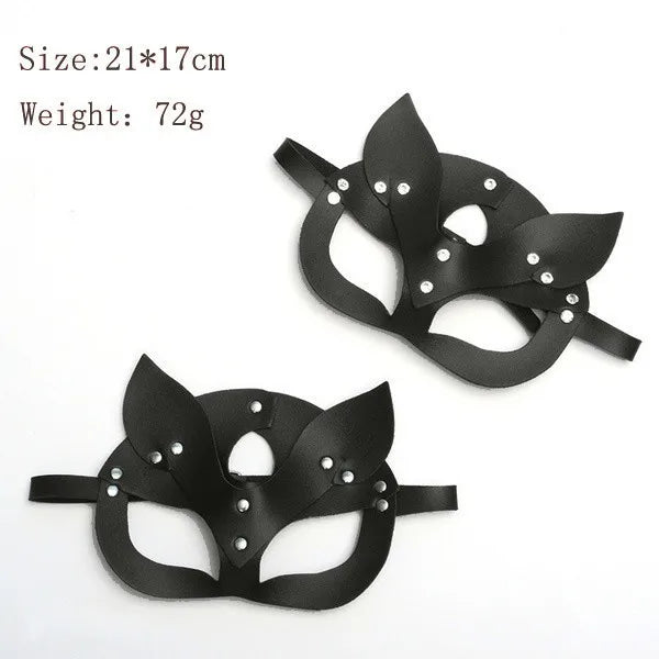 Half Face Cat Cosplay Mask Catwoman Leather Halloween