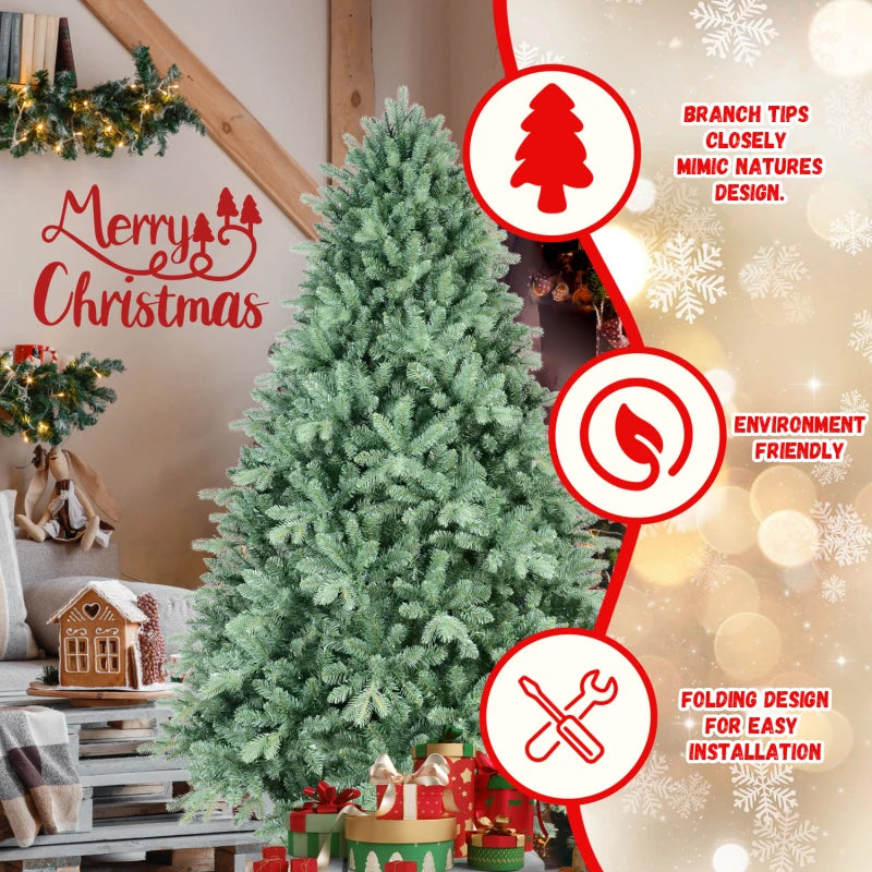7Ft Blue Green Tint Christmas Tree Hinged 2518 PE PVC Tips